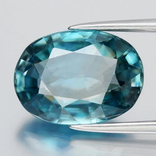6.61ct VS Oval Natural Greenish Blue Zircon - Gentle Heat, Cambodia Gemstone