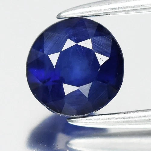 0.71ct 5mm Round Blue Sapphire - Ceylon Gemstone