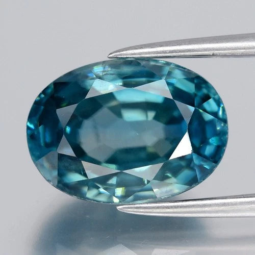 5.06ct VS Oval Natural Greenish Blue Zircon - Gentle Heat, Cambodia Gemstone
