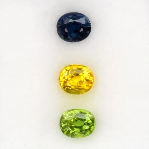 3pcs Lot 1.57ct VS Oval Natural Multi Color Sapphire - Unheated Thailand Gems