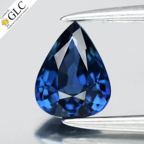GLC CERTIFIED 0.58ct VVS Pear Natural Blue Sapphire - Heated, Africa Gemstone