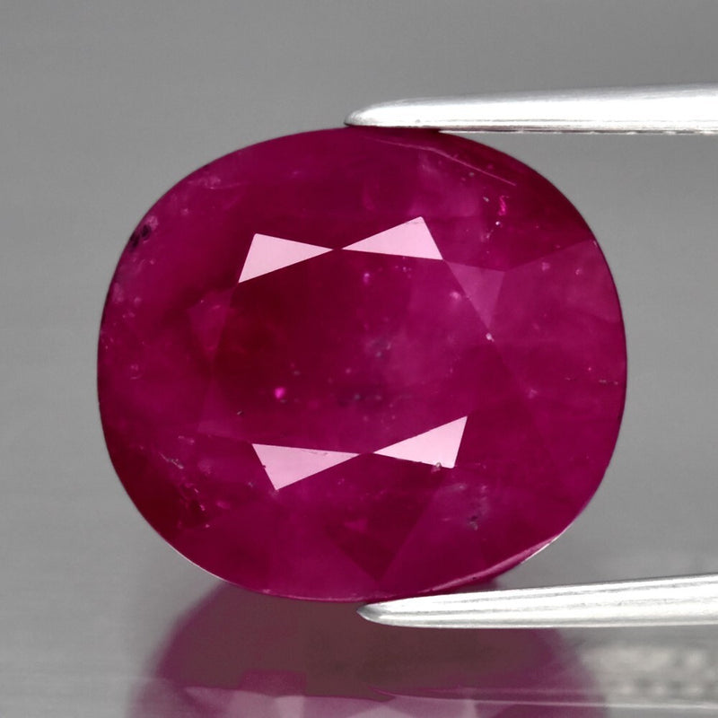 8.43ct 12.2x10.8mm Cushion Natural Purplish Red Ruby Mozambique Gemstone