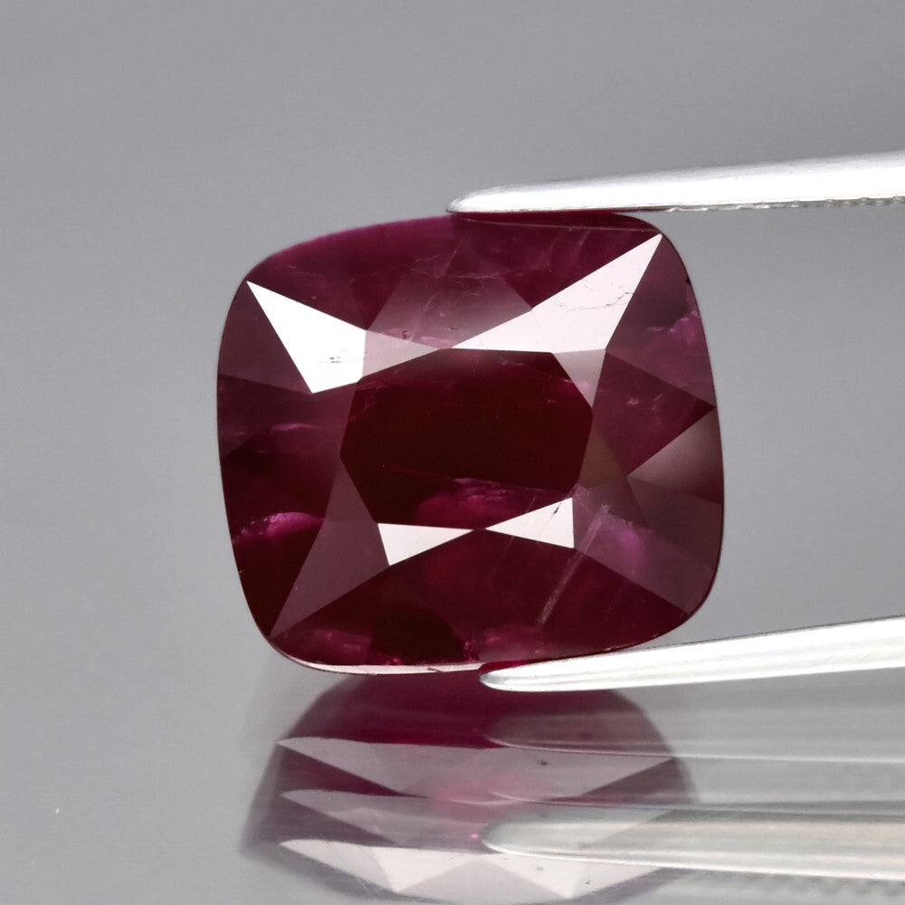 CERTIFICATE Incl.*Big! 10.03ct 12.52x11.42mm Cushion Natural Unheated Red Ruby