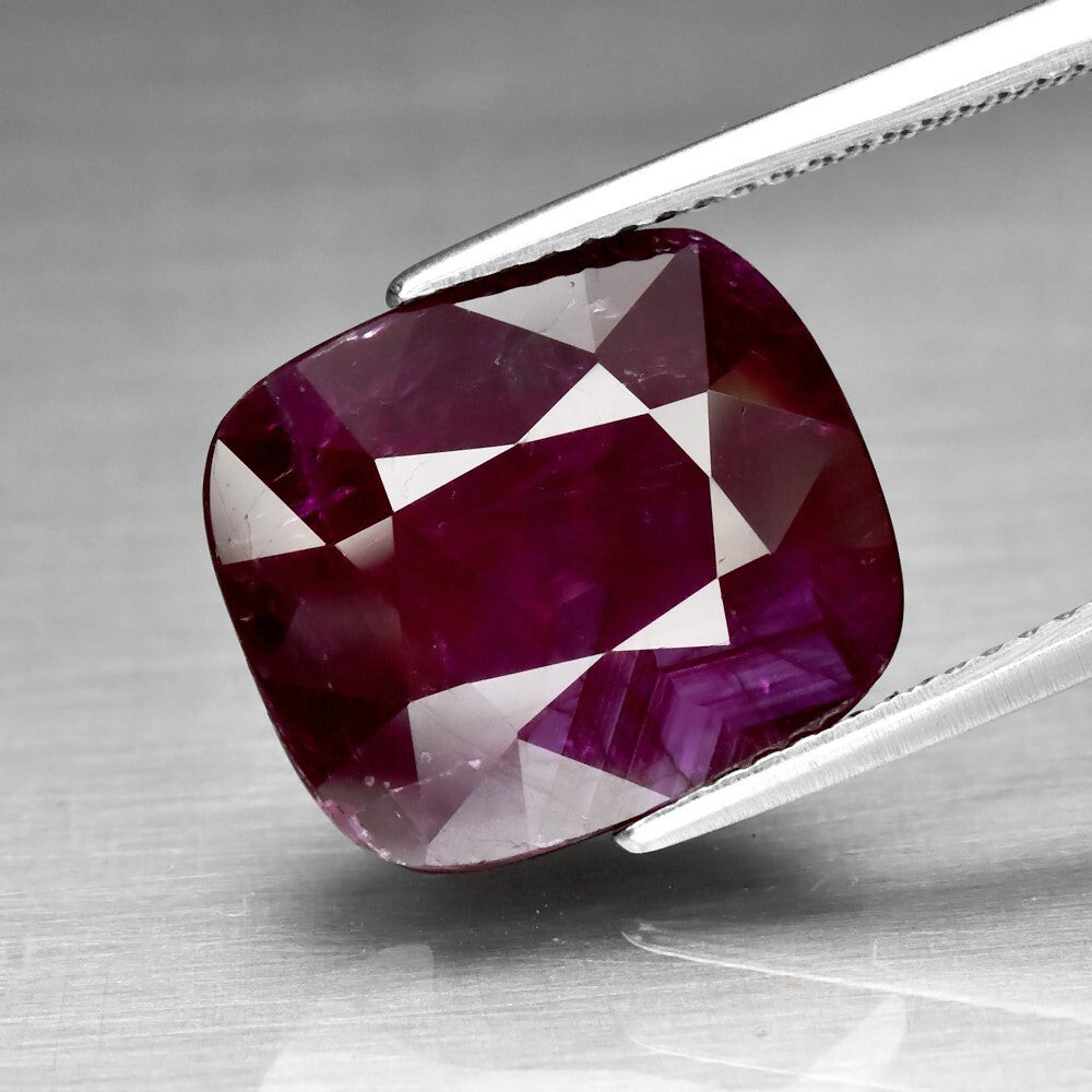 Big! 10.07ct 13.6x11.7mm Cushion Natural Unheated Purplish Red Ruby, Mozambique