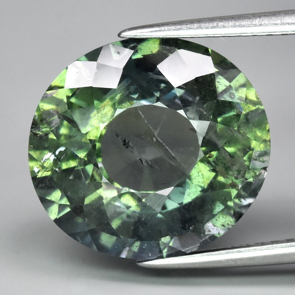 CERTIFICATE Incl.*Big! 10.10ct Oval Natural Bluish Green Sapphire Unheated Tanga