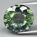 CERTIFICATE Incl.*Big! 10.10ct Oval Natural Bluish Green Sapphire Unheated Tanga