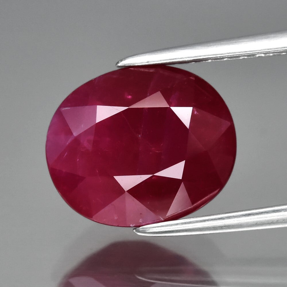CERTIFICATE Incl.*3.87ct 9.86x8.34mm Oval Purple Red Ruby, Mozambique Gemstone