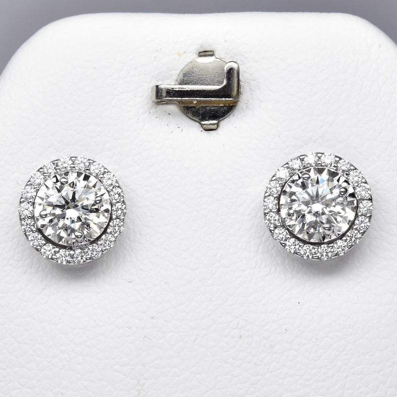 Natural Diamond Earrings in 18K WHITE GOLD 0.73ct Center 0.23ct Side F/VVS Dia
