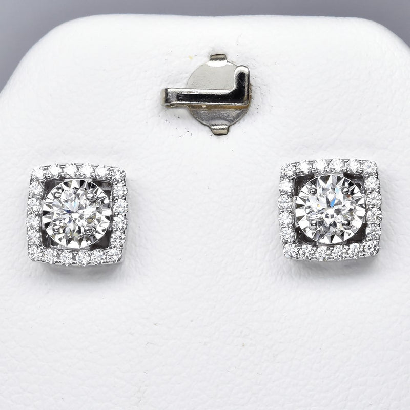 Natural Diamond Earrings in 18K WHITE GOLD 0.41ct Center 0.22ct Side F/VVS Dia