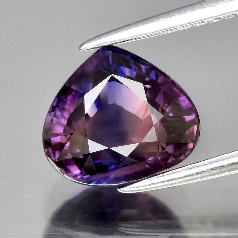 3.05ct 8.5x7.5mm VS Pear Unheated Blue-Pinkish Purple Sapphire, Madagascar
