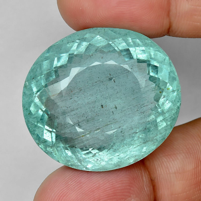 CERTIFICATE Incl.*Jumbo! 108.93ct Oval Natural Unheated Greenish Blue Aquamarine