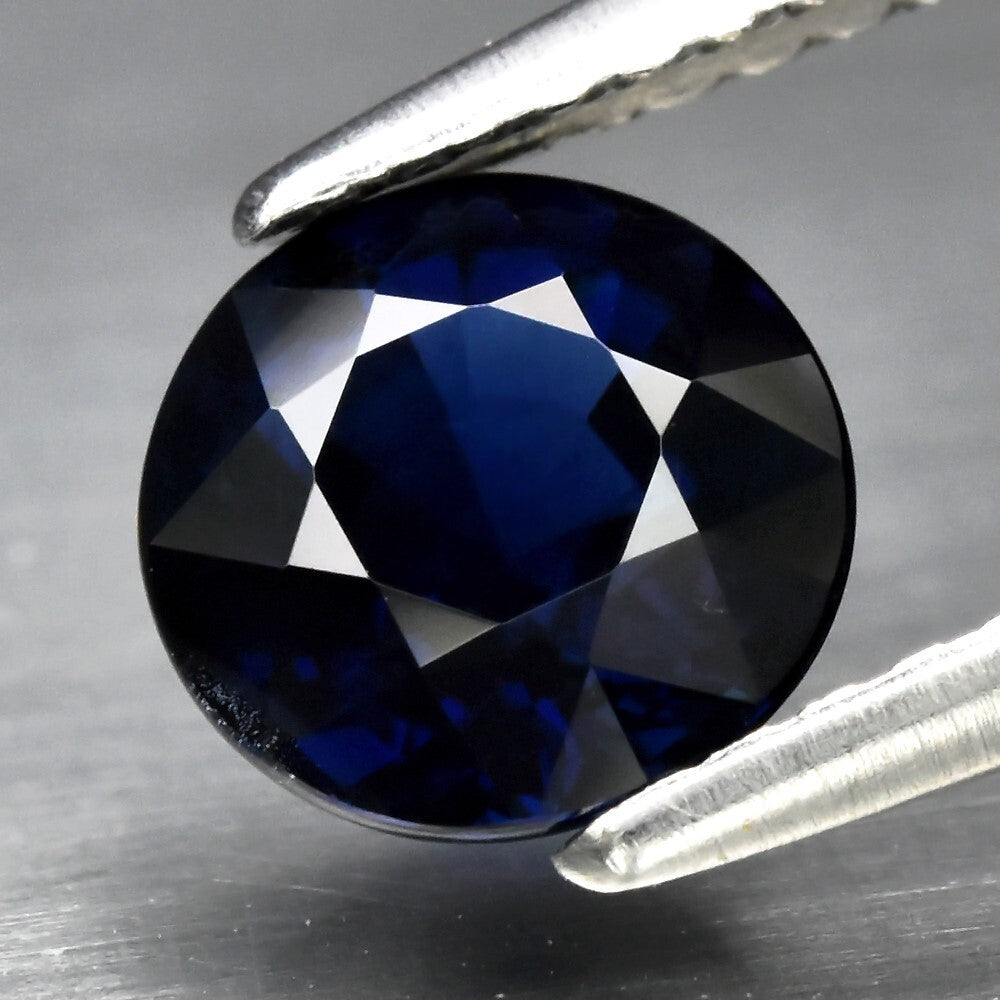 CERTIFICATE Incl.*1.30ct VVS Round Unheated Blue Sapphire Gemstone, Africa — view 1