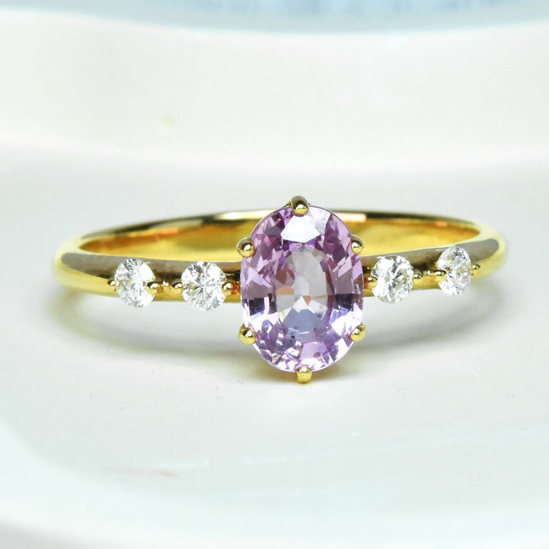Natural Diamond Sapphire Ring in 18K PINK GOLD With 1.05ct &amp; 0.12ct E/VVS Dia