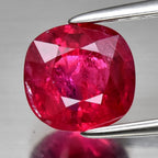 CERTIFICATE Incl.* 1.42ct Cushion Natural Purplish Red Ruby Mozambique Gemstone