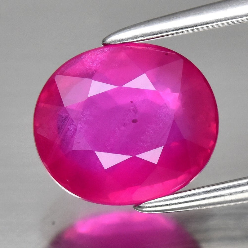 CERTIFICATE Incl.* 1.67ct Oval Natural Unheated Purple-Red Ruby, Mozambique