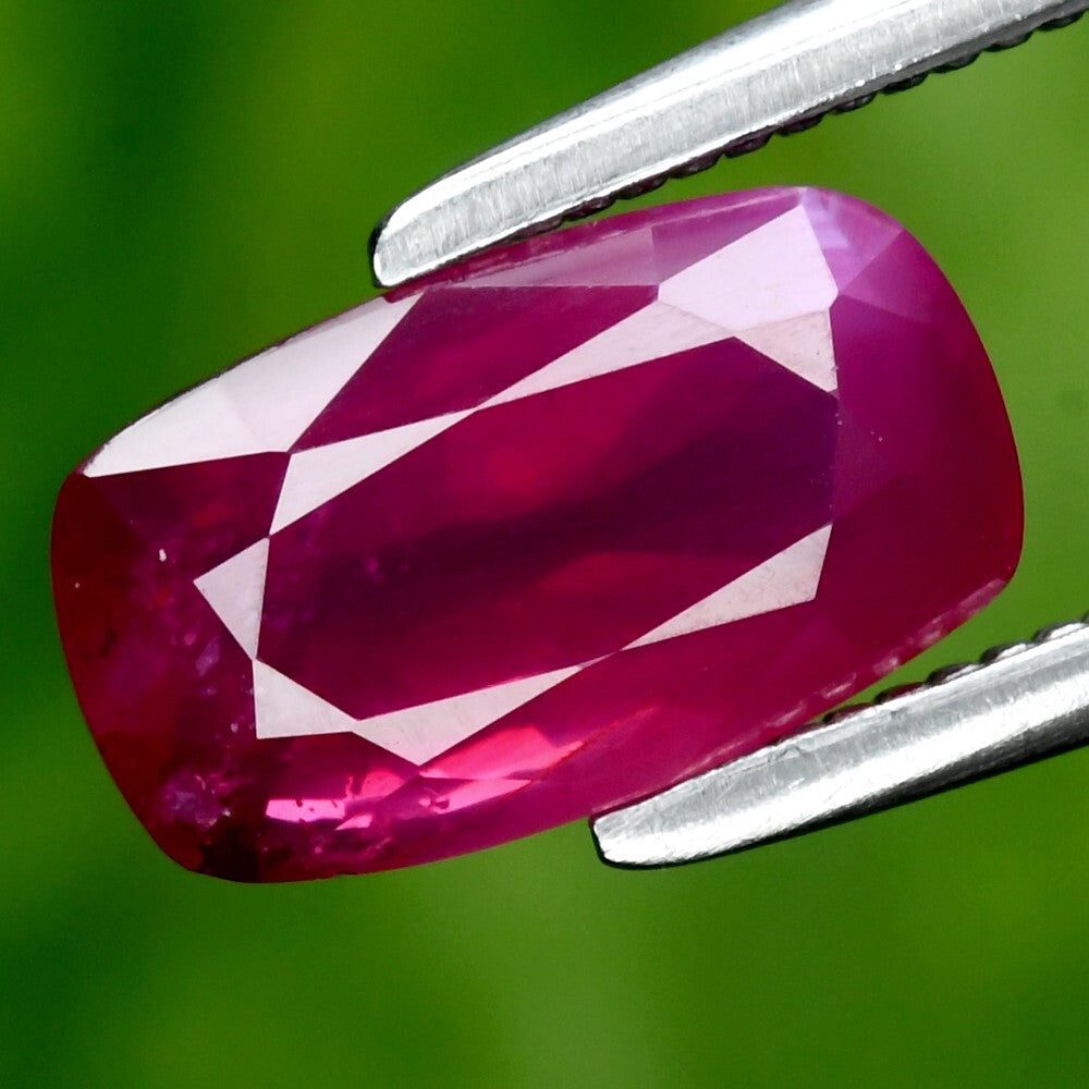1.63ct 8.5x4.8mm Cushion Natural Unheated Pinkish Red Ruby Gemstone, Mozambique