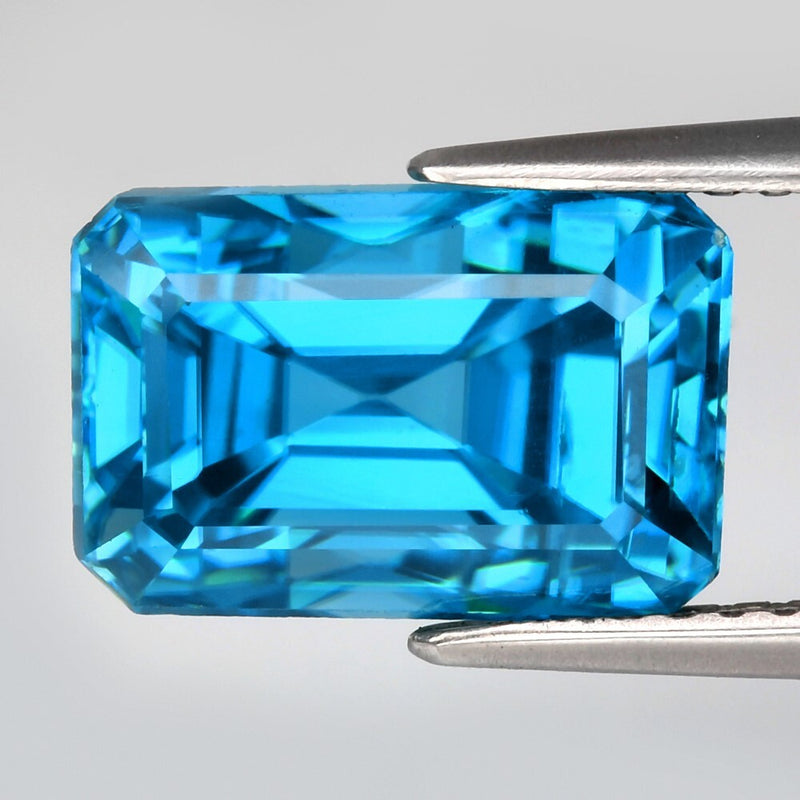 7.85ct 11x7.2mm VS Octagon Natural Blue Zircon - Gentle Heat Cambodia Gem