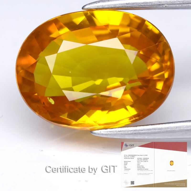 GIT CERTIFICATE 3.22ct VS Oval Yellow Sapphire - Heated, Tanzania Gemstone