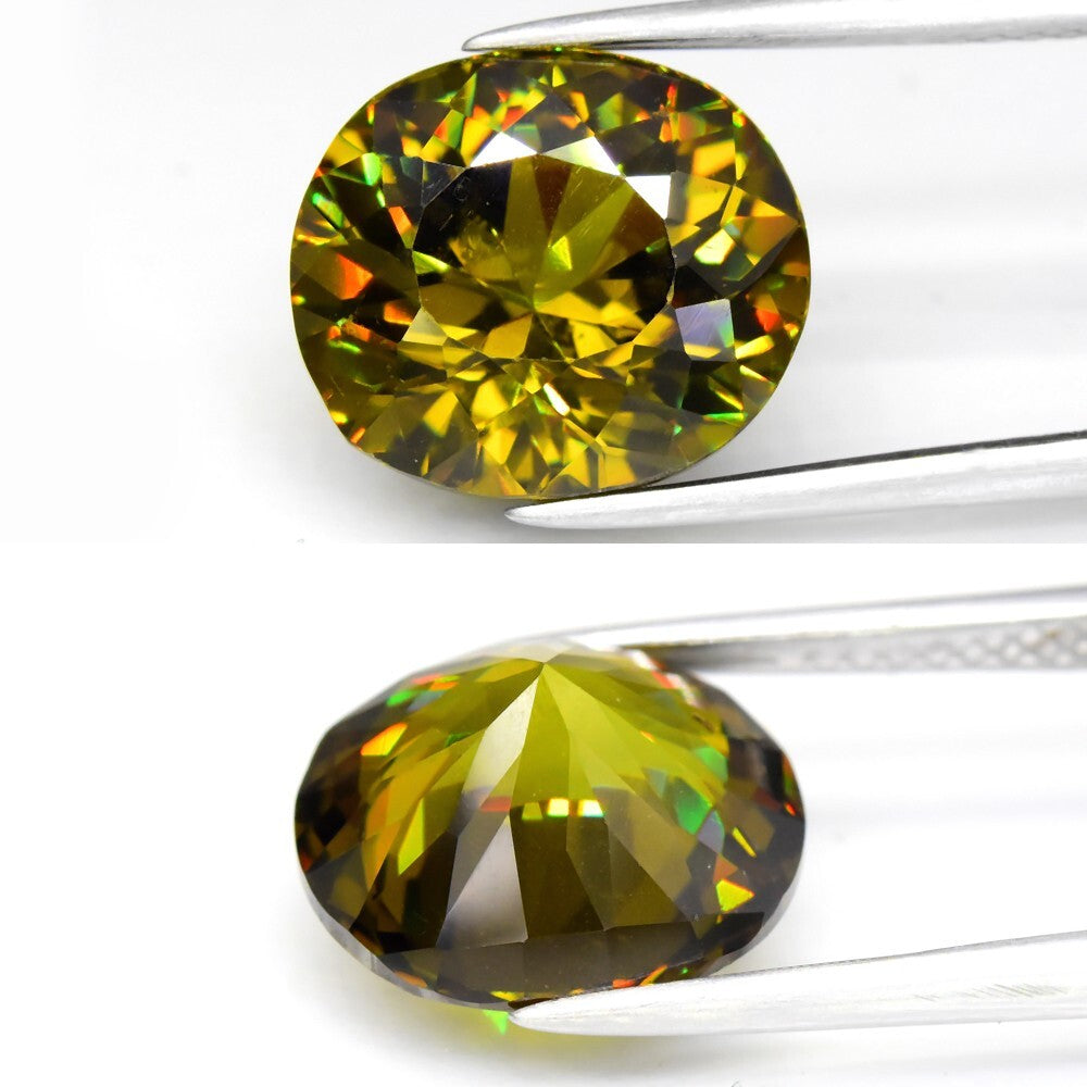 Big 5.80ct VS Oval Brilliant Natural Yellowish Green Demantoid Garnet Gem