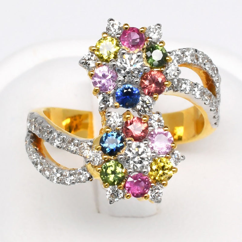 Natural Sapphire & Diamond Ring 0.93ct in 20K SOLID YELLOW GOLD 0.87ct E/VVS Dia