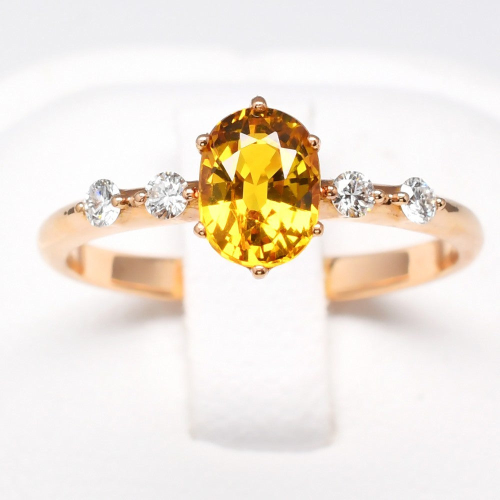 Natural Sapphire &amp; Diamond Ring 1.10ct in 18K SOLID PINK GOLD 0.12ct E/VVS Dia — view 1