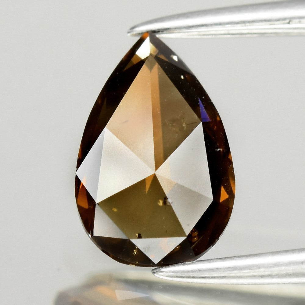 0.59ct Pear Rose Cut Natural Untreated Fancy Deep Red Brown Orange Diamond VS2