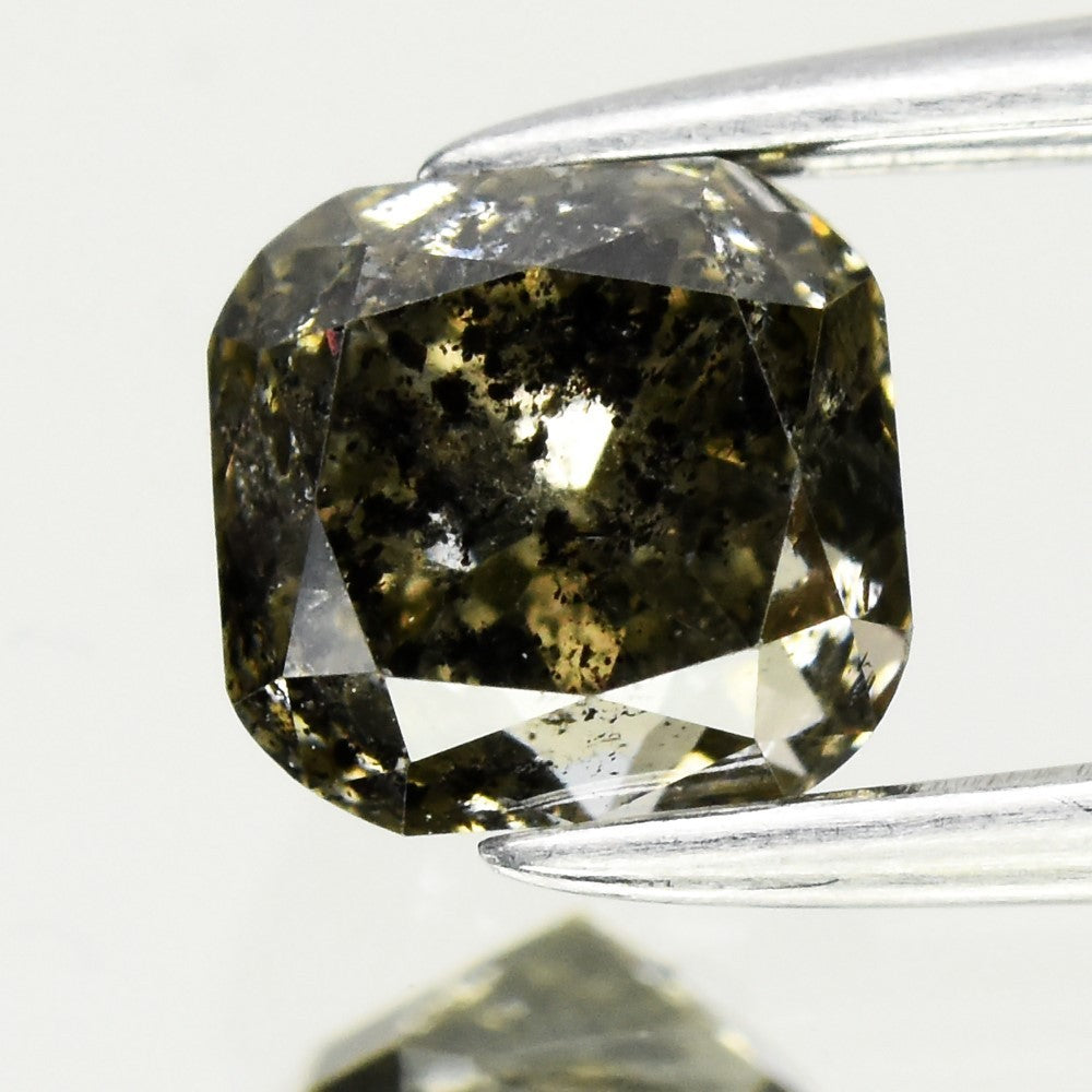 1.12ct 5x4.8mm Cushion Natural Untreated Fancy Galaxy Salt & Pepper Diamond I1 — view 1