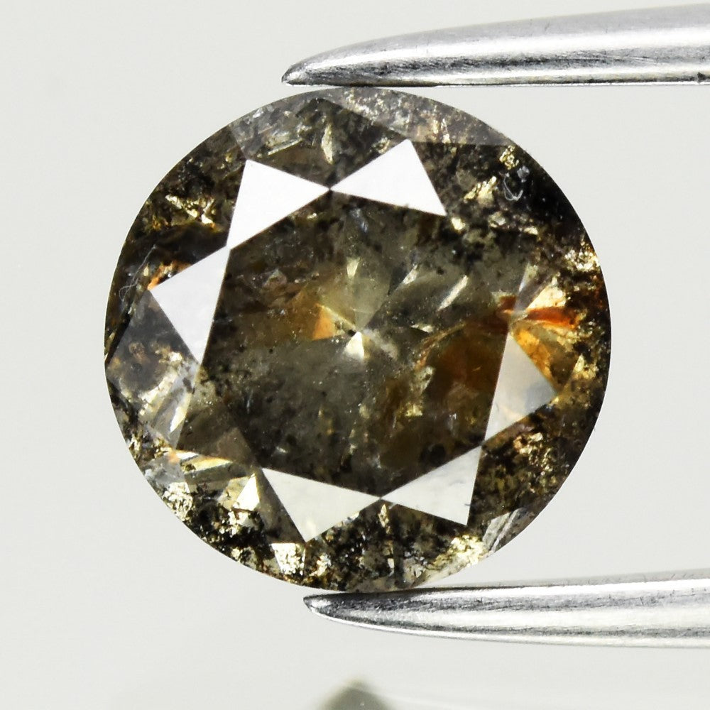1.17ct Round Natural Untreated Fancy Galaxy Champagne Salt & Pepper Diamond I1 — view 1