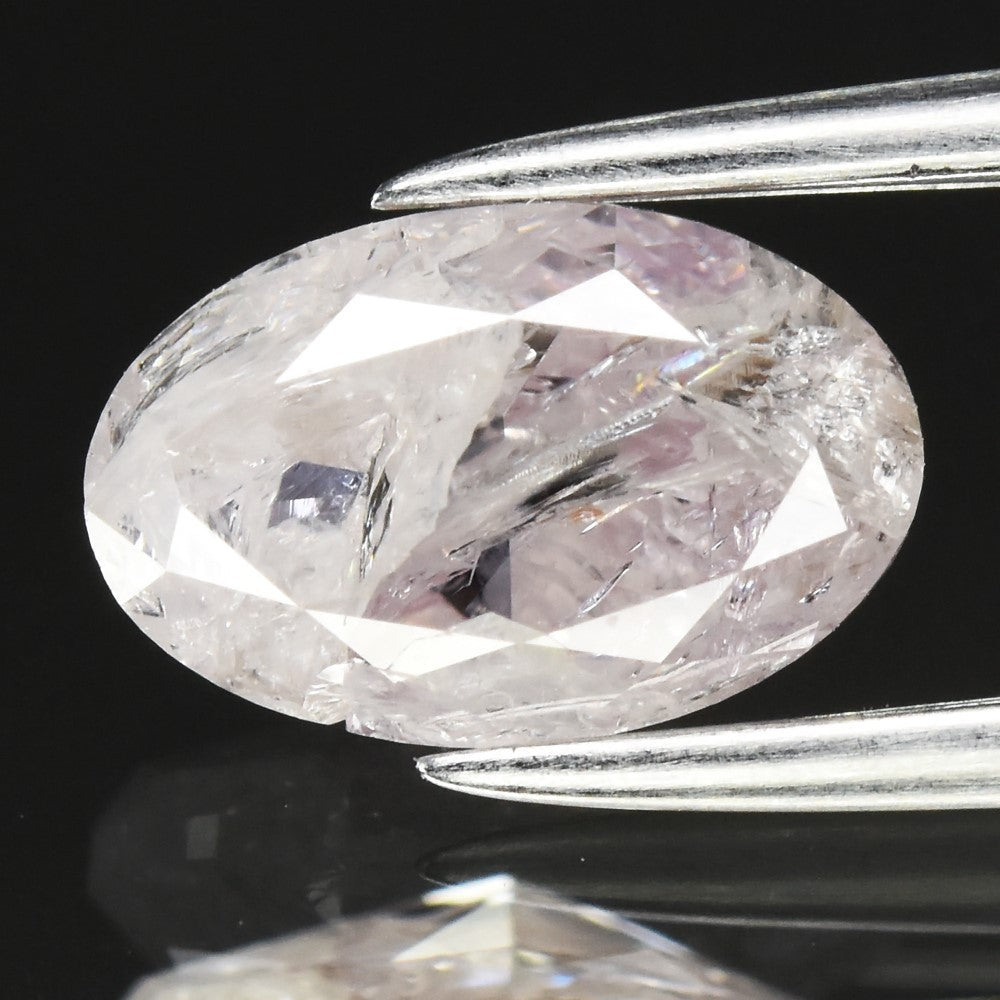 1.24ct 8.2x5.3mm Oval Natural Untreated Fancy Pinkish Purple Diamond I2 — view 1
