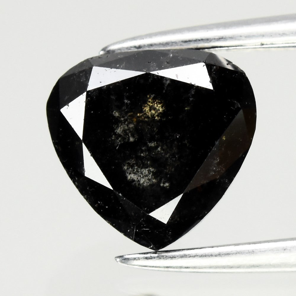 1.52ct 6.8x6.5mm Pear Natural Untreated AAA Fancy Jet Black Diamond I1 — view 1