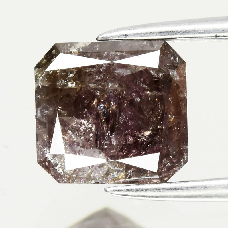 1.70ct Emerald Cut Natural Untreated Fancy Deep Purple Brown Diamond I2