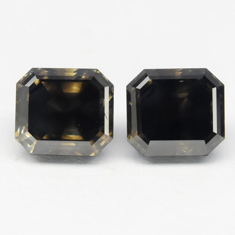 Pair 2pcs/2.18ct t.w Emerald Cut Natural Untreated Fancy Deep Grey Diamond SI2