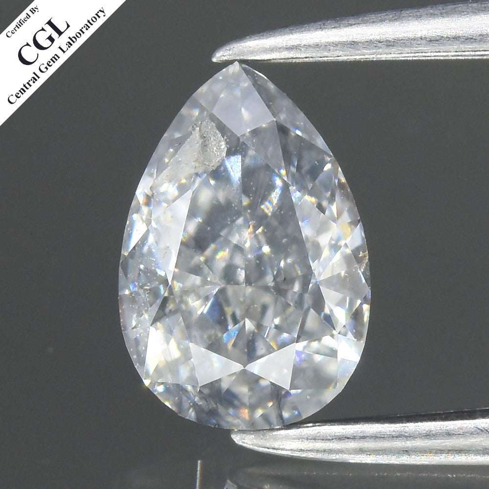 CGL CERTIFIED 0.50ct Pear Natural Untreated Fancy Light Bluish Gray Diamond