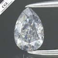 CGL CERTIFIED 0.50ct Pear Natural Untreated Fancy Light Bluish Gray Diamond