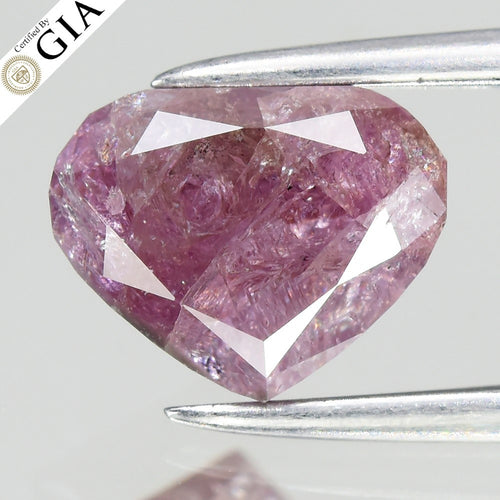 GIA FULL CERTIFIED 1.24ct Heart Natural Untreated Fancy Brown Pink Diamond I3