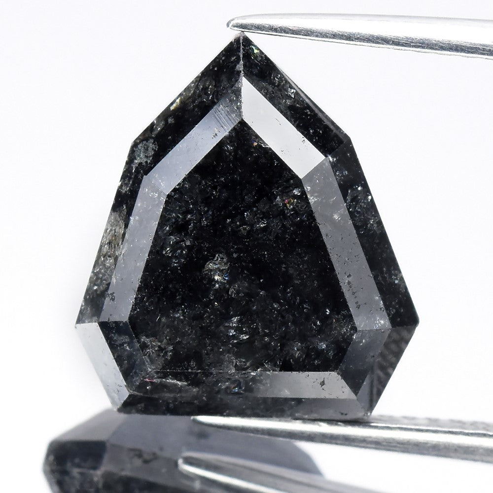 8.62ct Shild Cut Natural Untreated Fancy Jet Black Diamond Opaque (AAA)