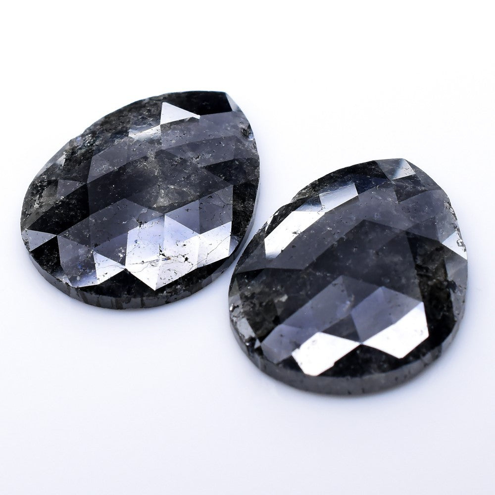Pair 2pcs/51.51ct Natural Untreated Fancy Salt & Pepper Diamond Opaque (AAA)