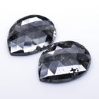 Pair 2pcs/51.51ct Natural Untreated Fancy Salt & Pepper Diamond Opaque (AAA)