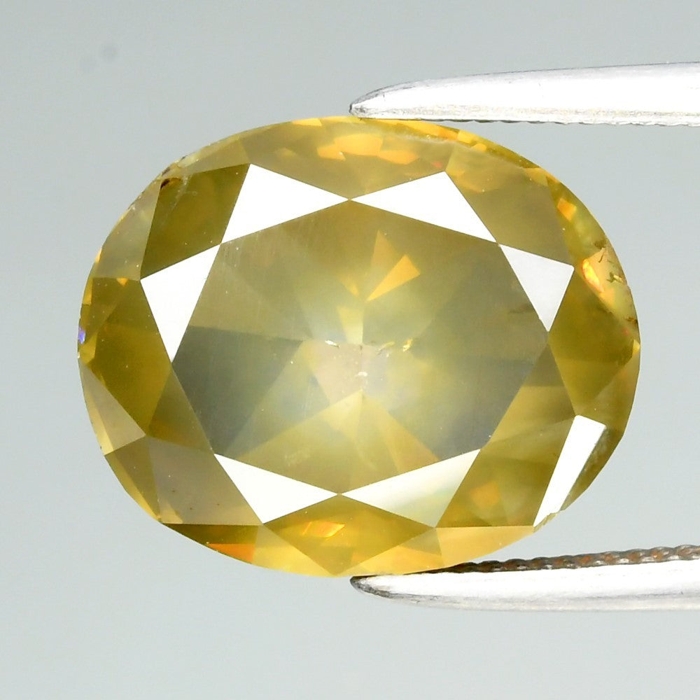 4.52ct Oval Natural Untreated Fancy Green Yellow Diamond Africa SI2