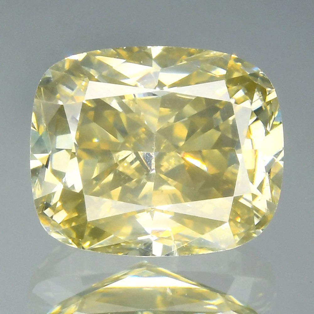 1.80ct Cushion Natural Untreated Fancy Greenish Yellow Diamond Africa VS2