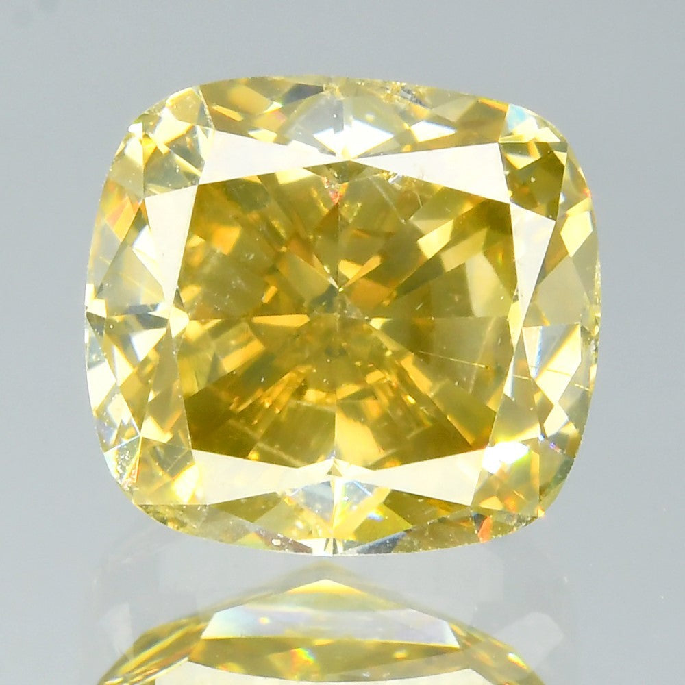 2.40ct Cushion Natural Untreated Fancy Orangy Yellow Diamond Africa VS2