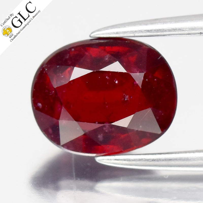 GLC CERTIFIED 1.29ct Oval Natural Red Ruby - Unheated, Mozambique Gemstone