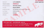 GFCO GEM LAB® Swiss Gem Certificate - Professional Gemological Report Card — view 4