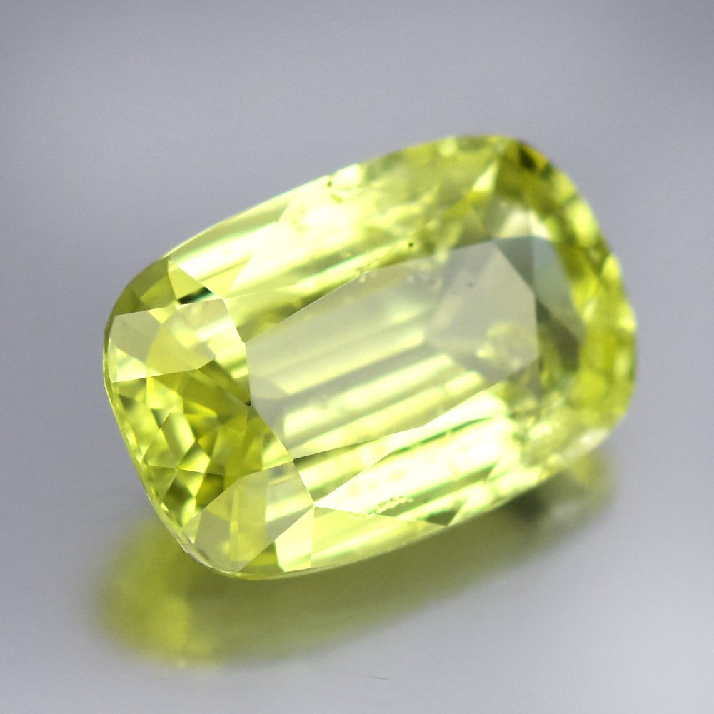 4.84ct Cushion Natural Yellowish Green Sapphire - Unheated, Big Size Burma Gem
