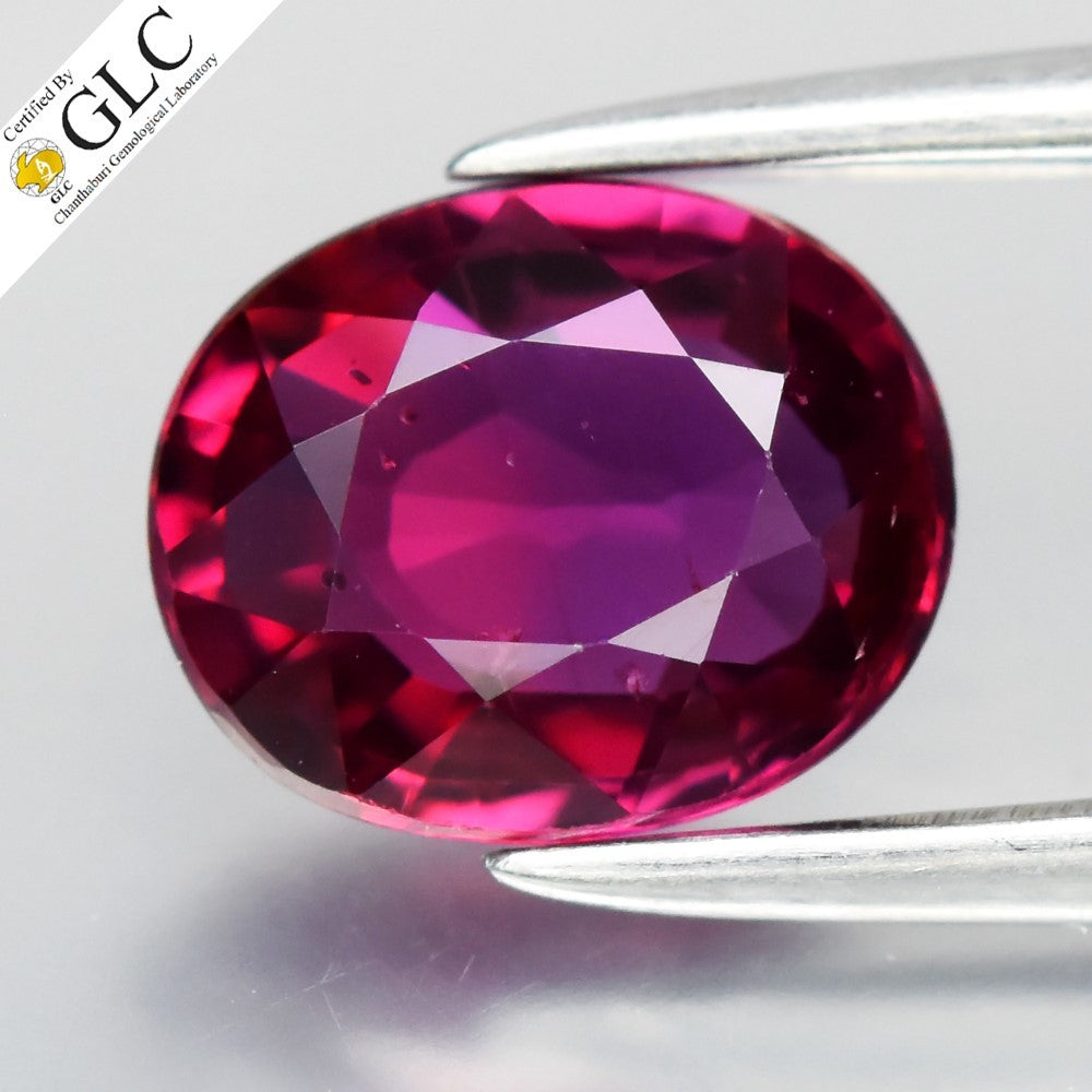 GLC CERTIFIED 1.05ct VVS Natural Purple Red Ruby - Unheated, Mozambique Gem — view 1