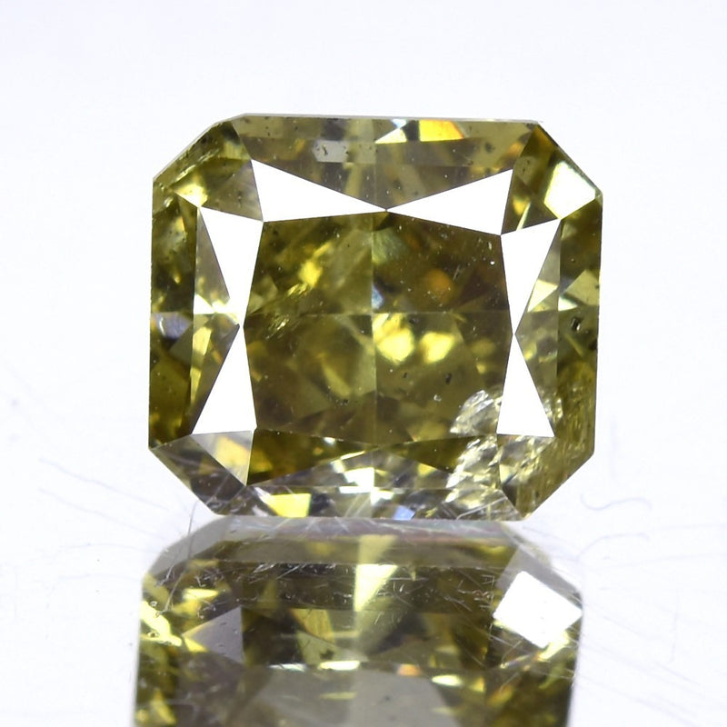 2.55ct 7.8x7mm Radiant Cut Natural Untreated Fancy Yellow Green Diamond SI1