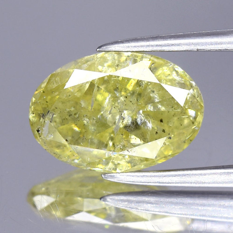 1.80ct 9.23x6.34mm Oval Natural Untreated Fancy Orange Yellow Diamond I1