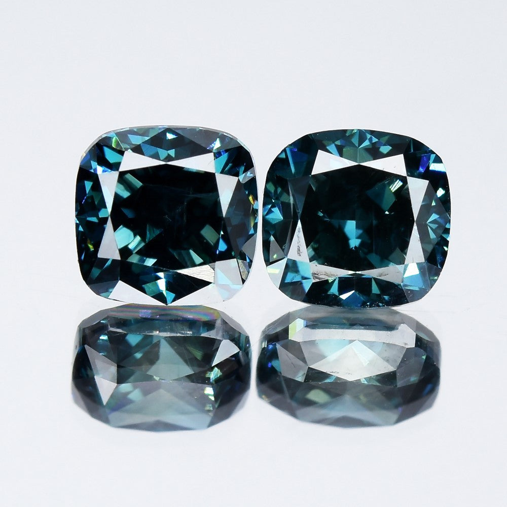 Pair 2pcs/2.07ct t.w Cushion Natural Treated Fancy Deep Blue Diamond SI1