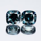 Pair 2pcs/2.07ct t.w Cushion Natural Treated Fancy Deep Blue Diamond SI1