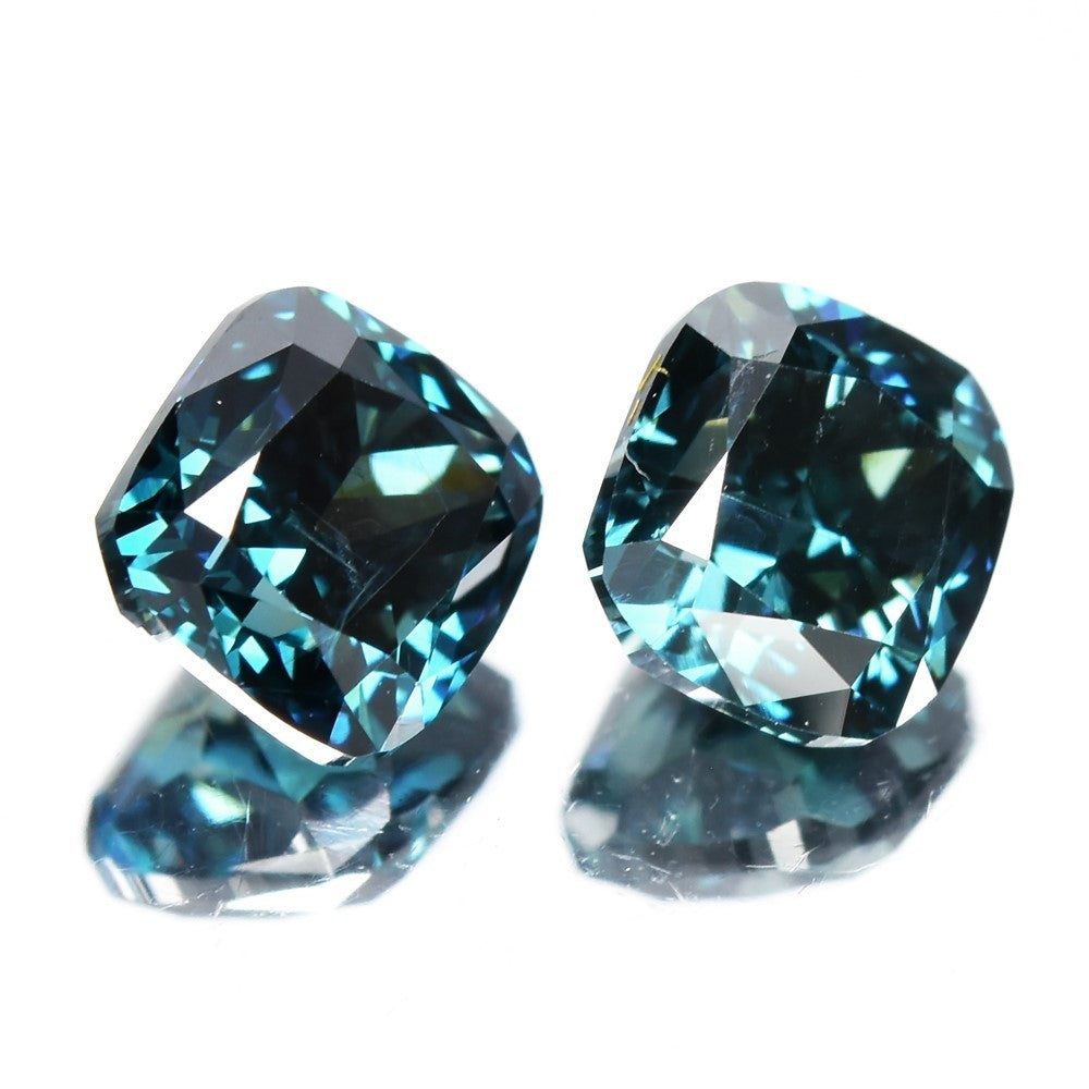 Pair 2pcs/2.07ct t.w Cushion Natural Treated Fancy Deep Blue Diamond SI1